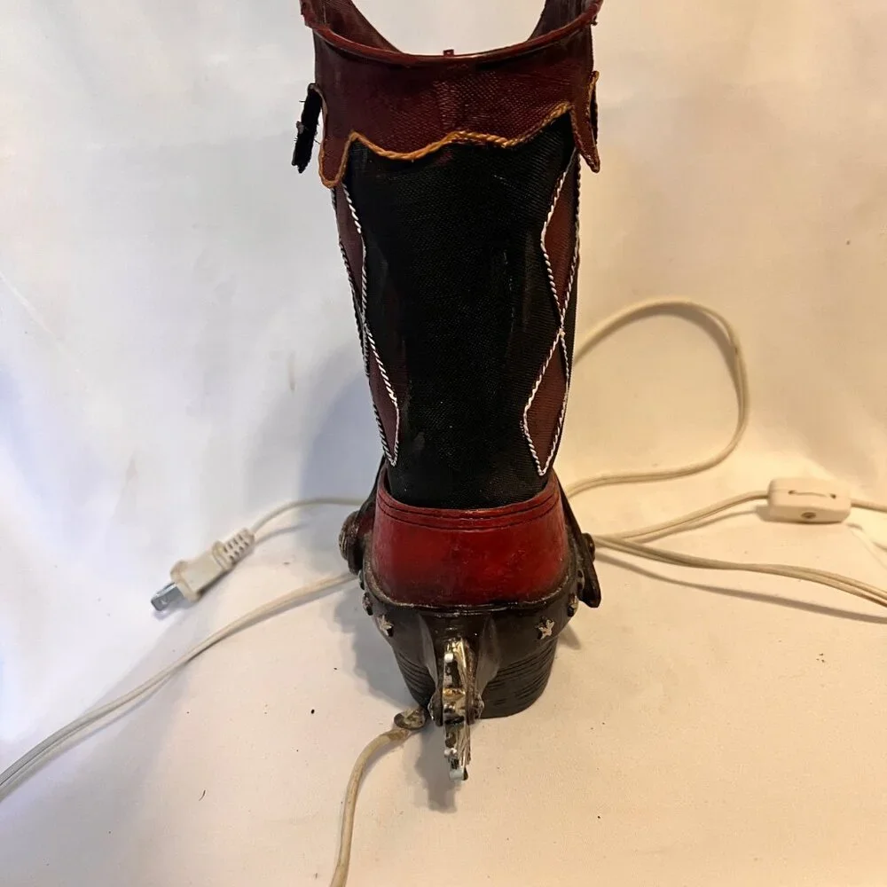 Western Cowboy Boot Nightlight Accent Country Decor-Spur-Steal/Breakable-Bl./Red